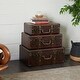 preview thumbnail 1 of 17, Brown Leather Vintage Trunk (Set of 3) - S/3 18", 21", 23"W