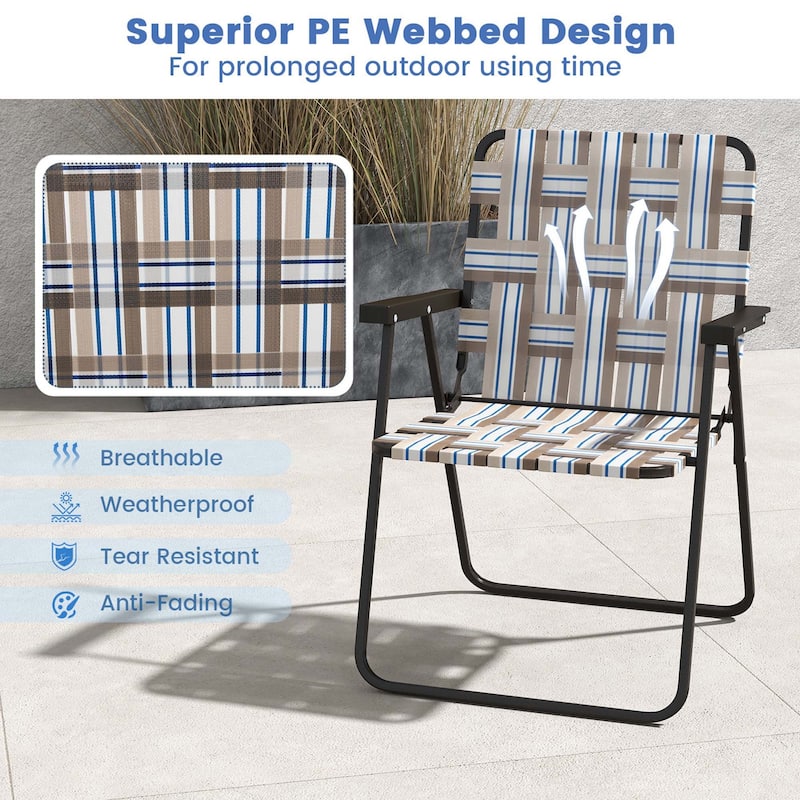 2/4/6 PCS Patio Folding Chair Portable Lawn Chairs with Armrest