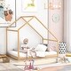 preview thumbnail 10 of 22, Full Size Solid Wood House Bed with Roof for Kids, Boys and Girls, Bedroom