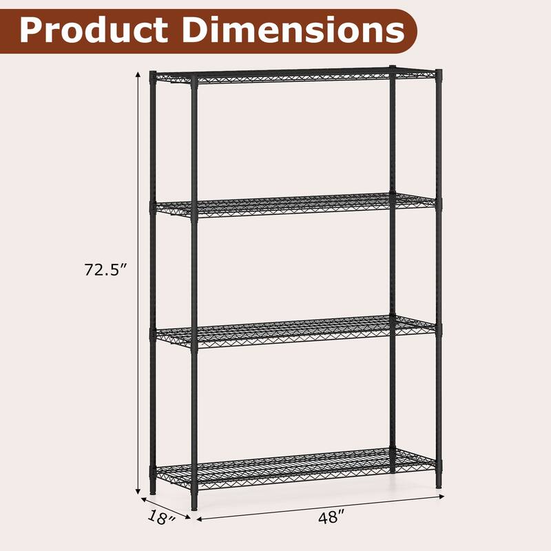Gymax 4-Tier Metal Storage Shelving Unit Heavy-Duty Adjustable Utility