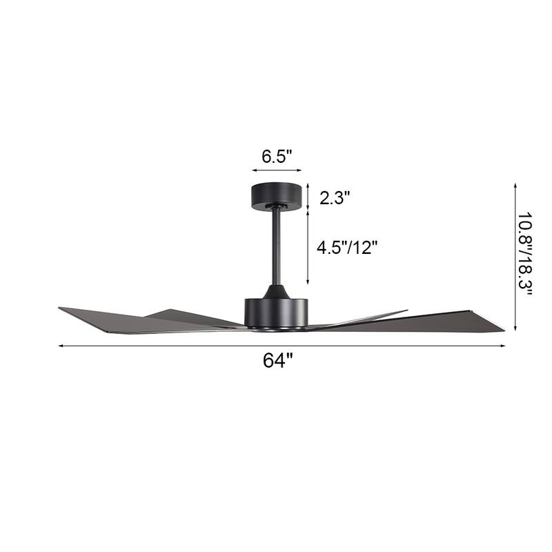 MLiAN 64 In. 4 -ABS Blades Wet Rated Outdoor Ceiling Fan with Remote
