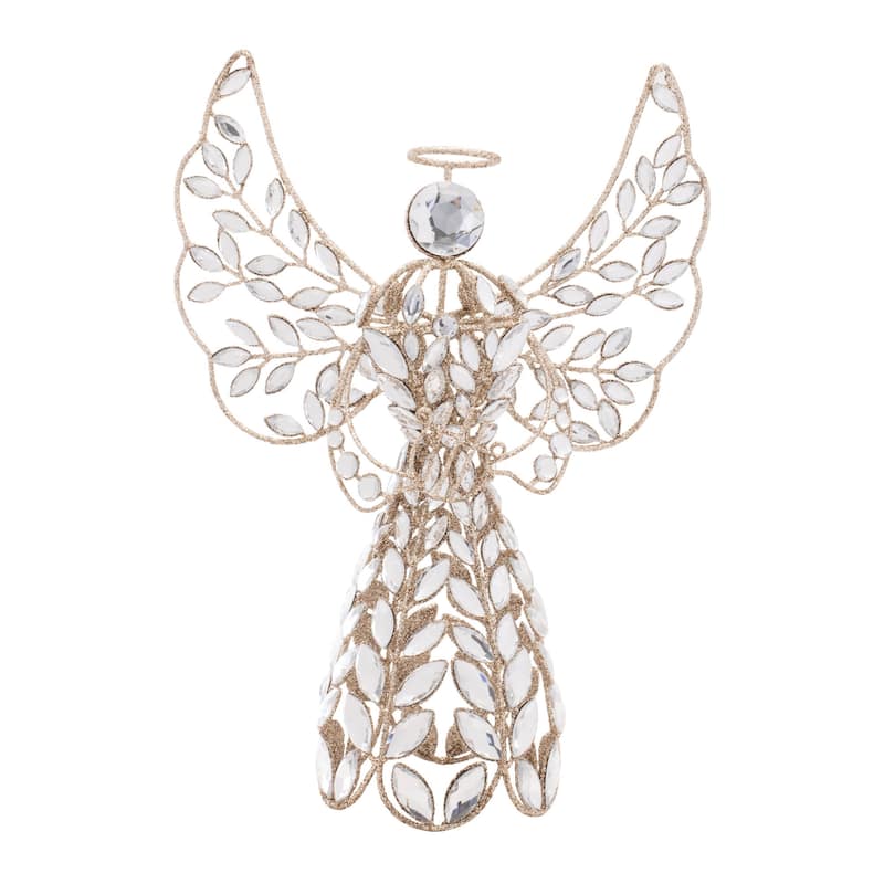 Jeweled Metal Angel Tree Topper 13"H - N/A
