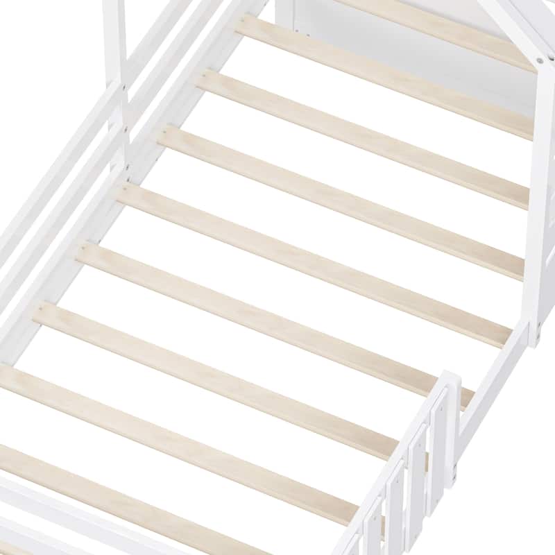Twin Size House Bed With 2 Drawers and Guardrails