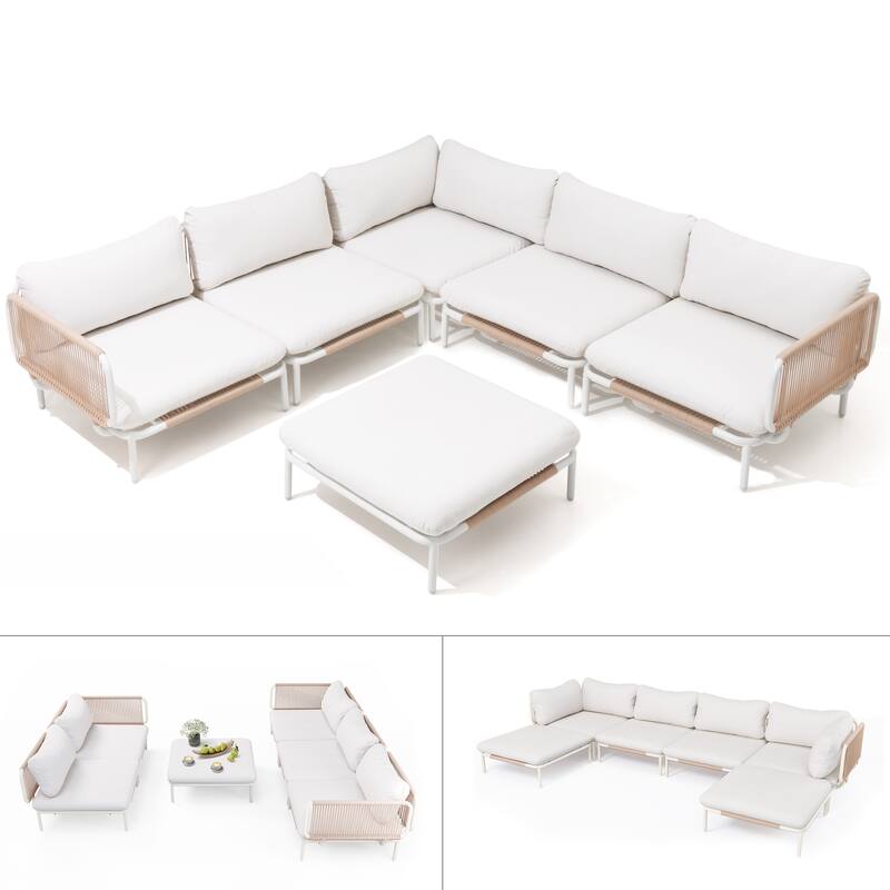 Pellebant Outdoor Sectional Sofa Patio Conversation Seating Set