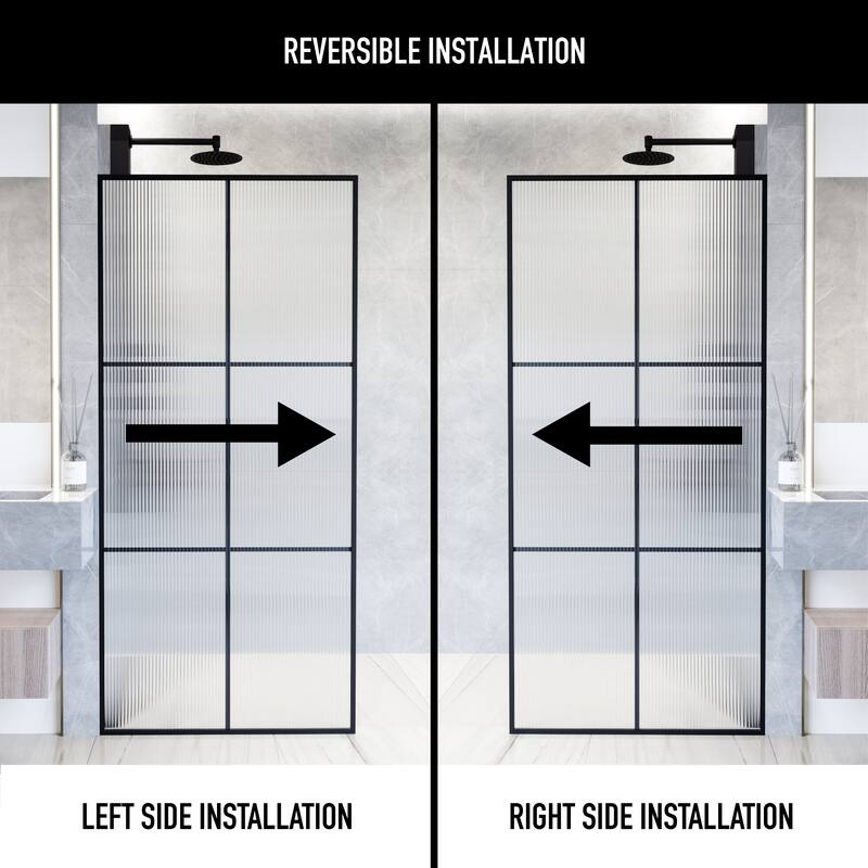 VIGO Ventana 34" W x 74" H Framed Fixed Shower Screen in Matte Black
