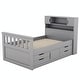 preview thumbnail 49 of 52, Captain Platform Bed Frame with Storage Bookcases, Shelves & Four Drawers