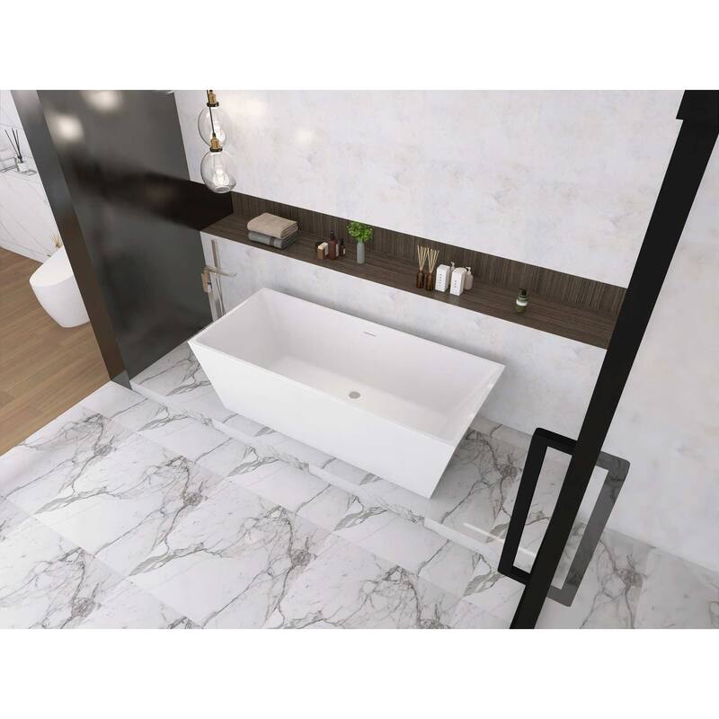 Timothy Soaking Rectangular Bathtub in Glossy White