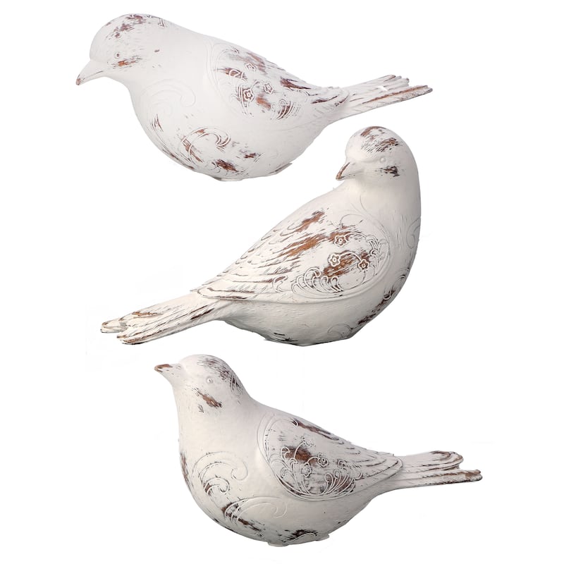Resin 'Wood Carve' Bird 7.25"L Set of 3