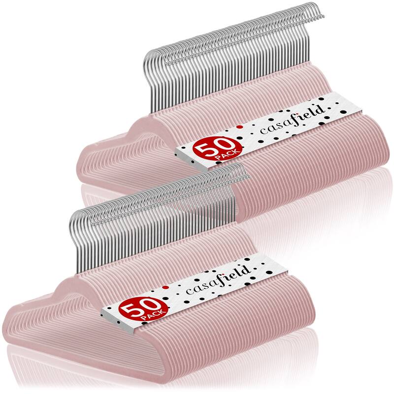 100 Velvet 14in Kids Hangers - Light Pink