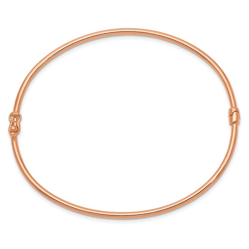 Curata 14k Rose Gold 7" 2mm Hinged Bangle Bracelet for Women