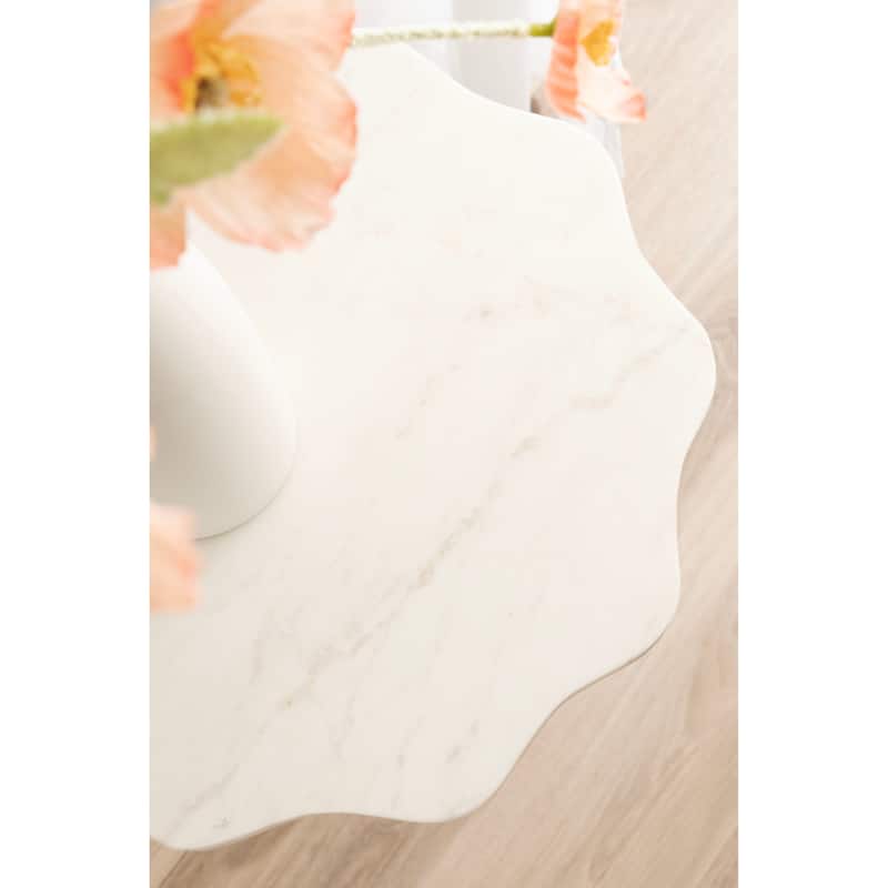 Kate and Laurel Sanzo Scalloped Marble and Metal Drink Table