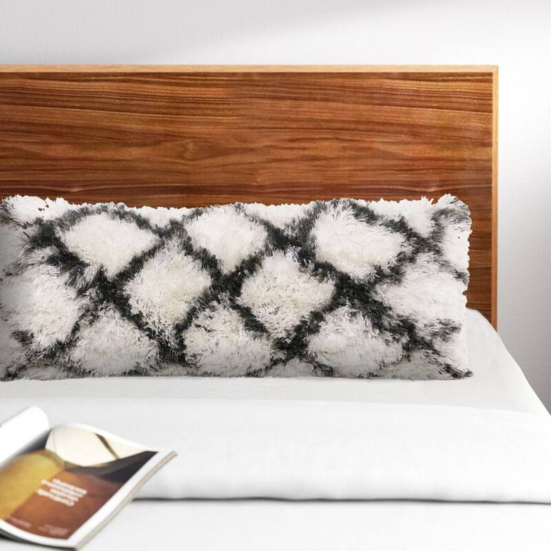 HomeRoots 14" X 36" Black And White Polyester Geometric Zippered Pillow