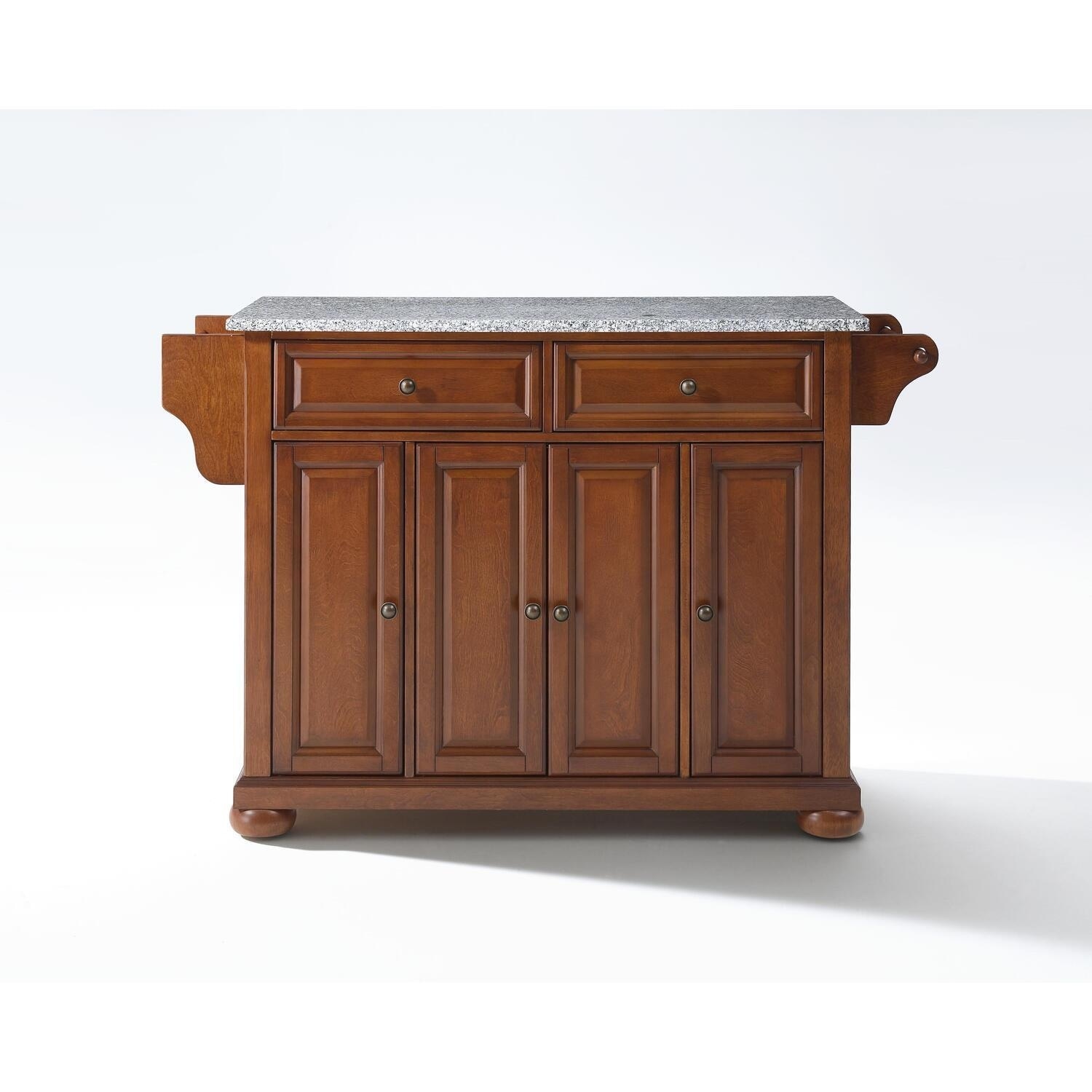 Kitchen Island Granite Top Full Size - Portable Kitchen Cart with Storage & Drawers - Modern Kitchen Furniture - Brown