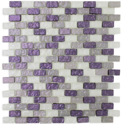 TileGen. Brick Shell Effect 1.2" x 1.25" Glass Mosaic Tile in Purple Wall Tile (10 sheets/9.5sqft.)