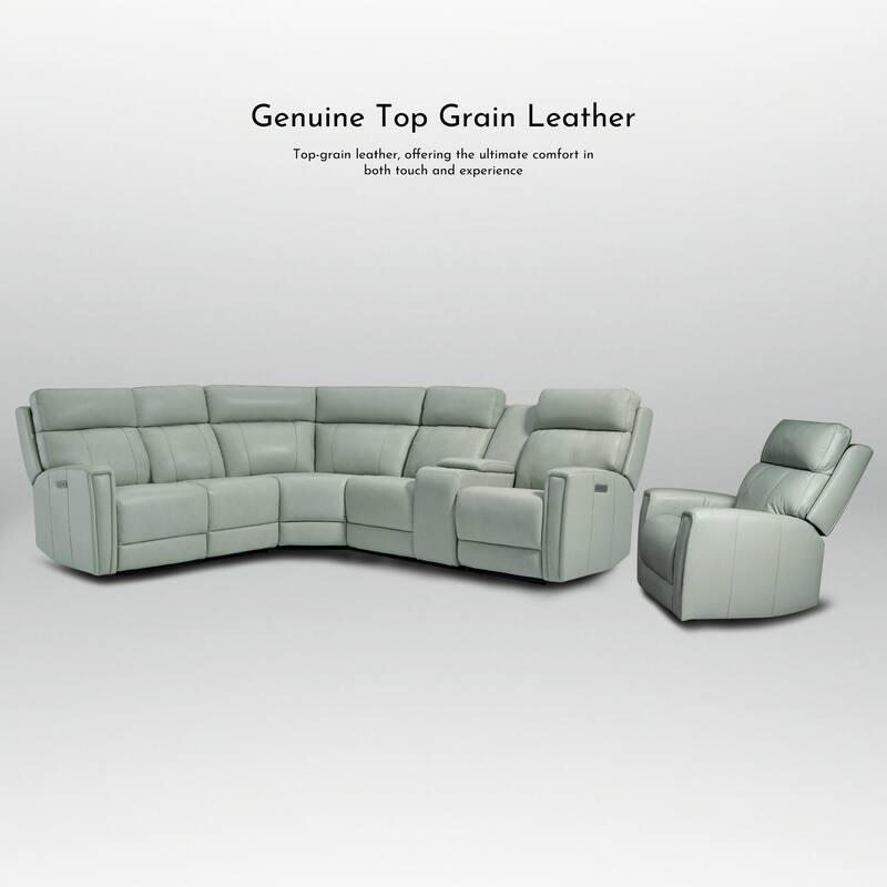 104" W 6 Seater Genuine Leather Power Sectional Sofa and Recliner Set with Dual Power, Zero Gravity, 1 Power Armlesschair