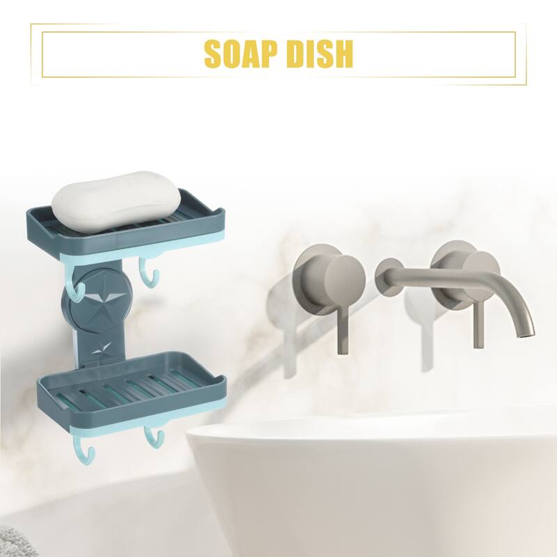 Wall Mounted Soap Dish Soap Box Soap Holder for Bathroom Kitchen - Blue