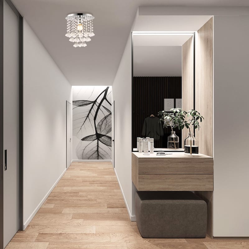Malia 9.88" 1-Light Traditional Transitional Iron LED Semi Flush Mount, Chrome/Clear by JONATHAN Y
