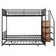 preview thumbnail 17 of 21, Artsy Twin Over Full Metal Bunk Bed, Versatile Bed Configuration with Trundle and Lateral Storage Ladder and Wardrobe