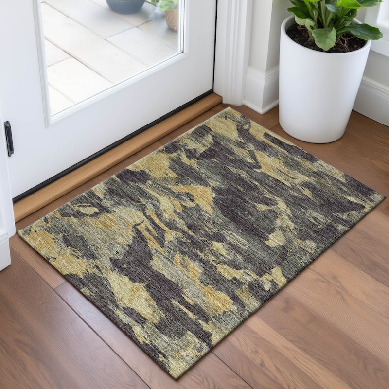Premium Washable Super Soft Contemporary Brushstrokes Mayfield Rug - Charcoal - 1'8" x 2'6"