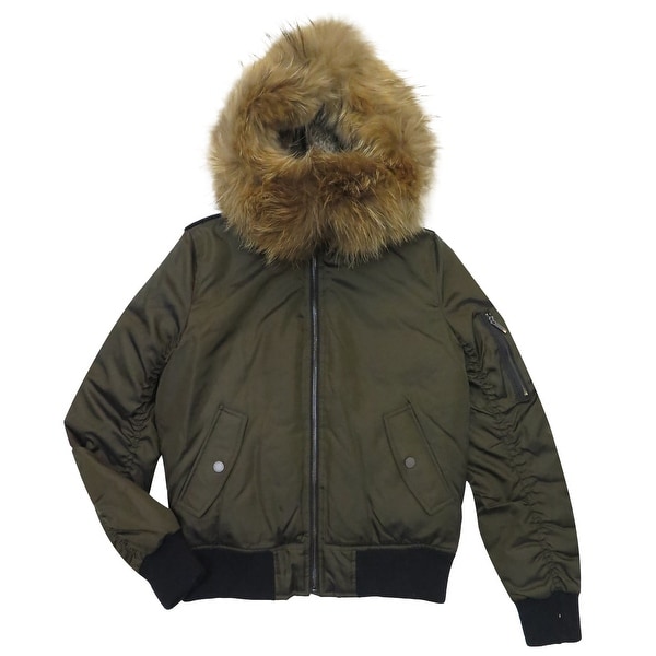 womens black puffer jacket with fur hood