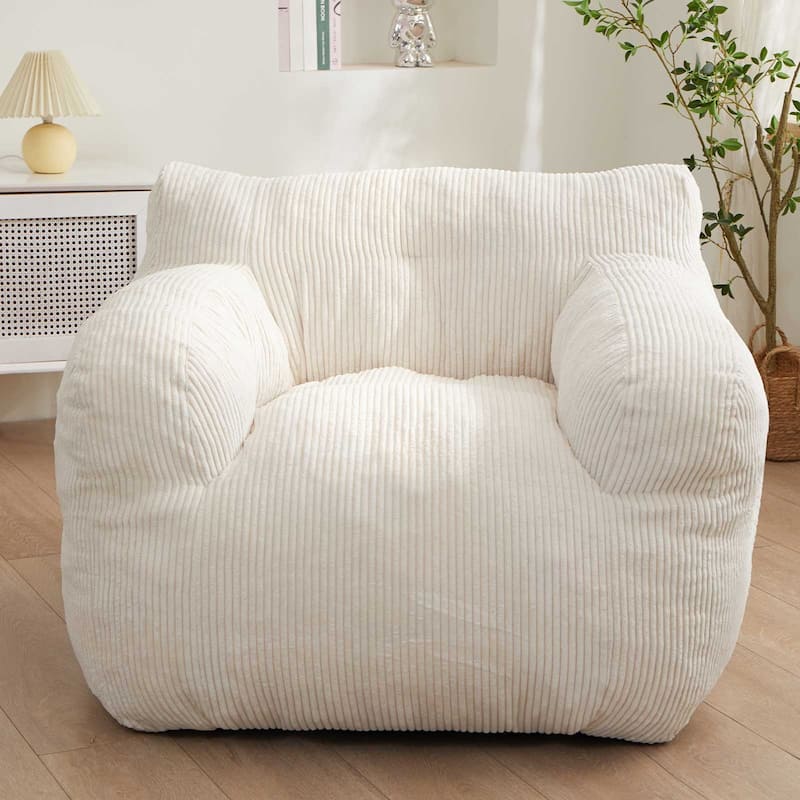 Medium Corduroy Bean Bag Chair - Beige - Medium