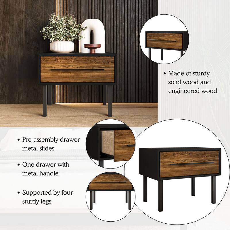 CraftPorch Transitional 1-Drawer Wooden Nightstand
