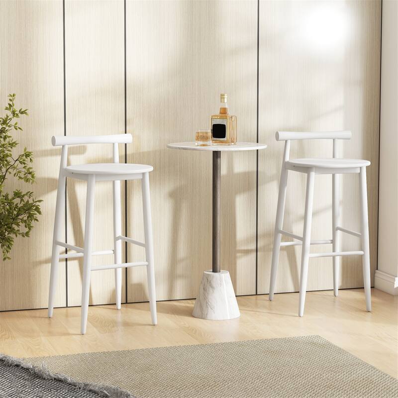 Gymax Bar Height Stools Set of 2 Bar Chair w/ Acacia Wood Frame