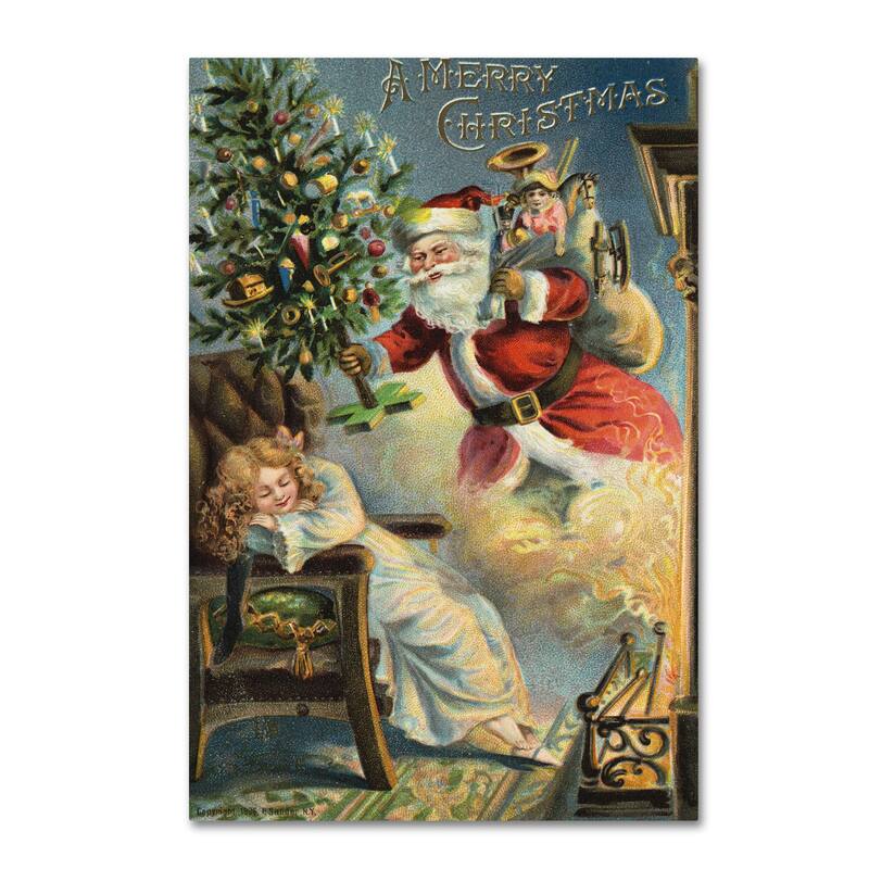 Vintage Apple Collection 'Merry Christmas Santa' Canvas Art