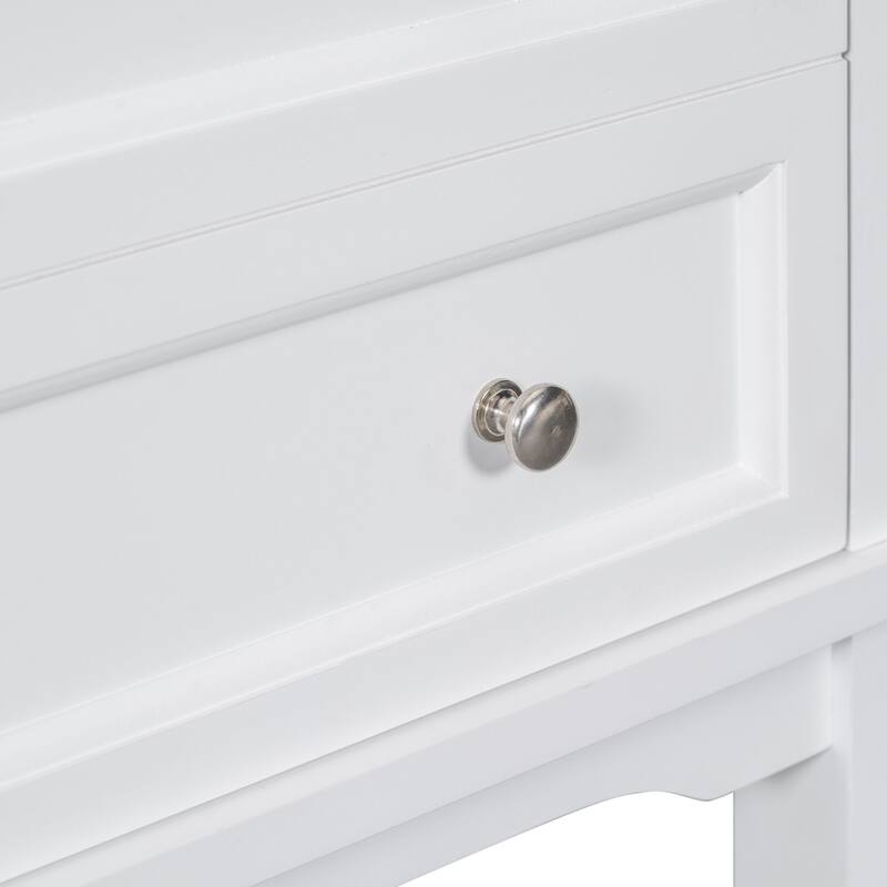 24" White Bathroom Vanity Base - Solid Wood & MDF Cabinet, Open Shelf & Drawer, Freestanding Design