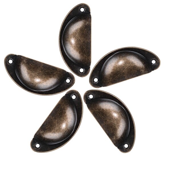 Bin Cup Pulls 2.6" Hole Center Cabinet Handle Dresser Vintage Copper Tone 5pcs - Vintage Copper Tone
