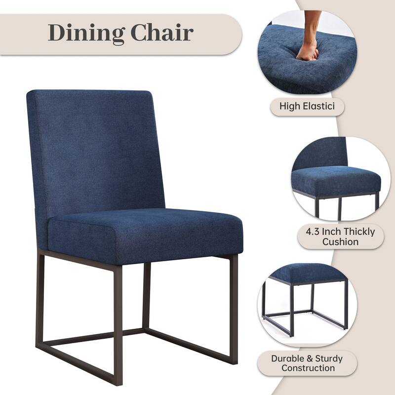 Mid Century Modern Dining Chair with Black Metal Legs