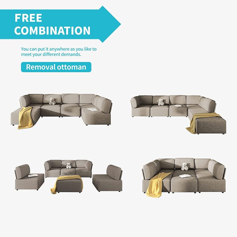 Mixoy Convertible Modular Sleeper Couch with Ottoman