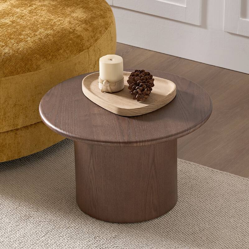 Round Nesting Coffee Tables Set of 2, Modern Center Table with Wood Grain Finish, End Table Side Tables for Living Room