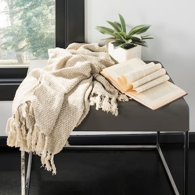 SAFAVIEH Jica Beige 50 x 70-inch Throw Blanket