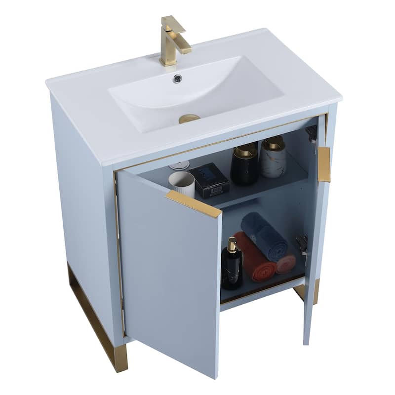 Fine Fixtures Opulence Collection Bathroom Vanity with White Ceramic Sink