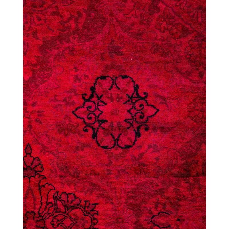 Overton Hand Knotted Wool Vintage Inspired Modern Contemporary Overdyed Pink Area Rug - 8' 3" x 13' 5"