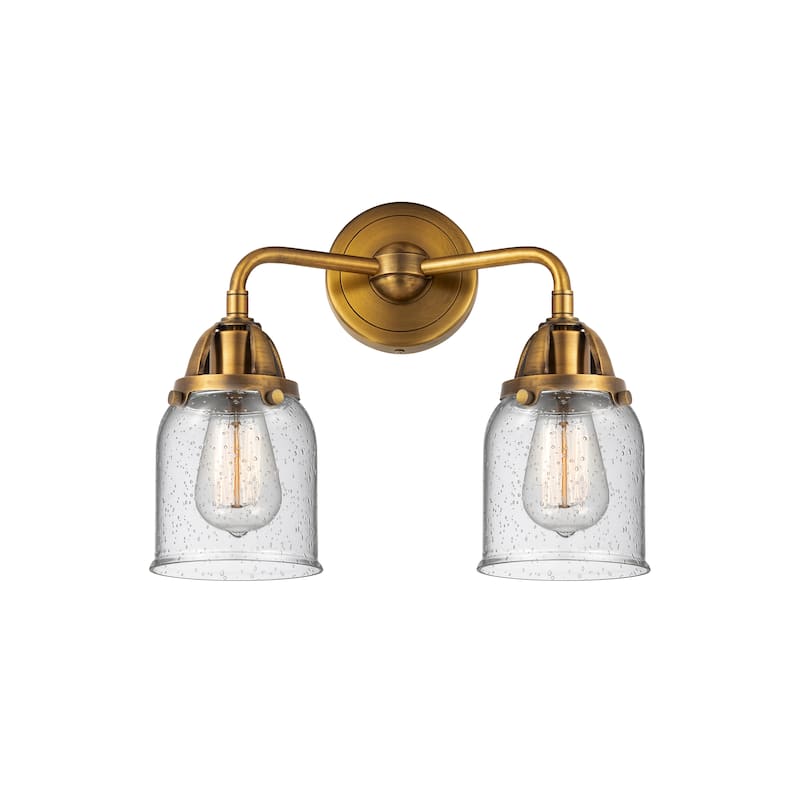 Innovations Lighting Nouveau 2 Bell - 2 Light 13" Bath Vanity Light - Brushed Brass/Seedy