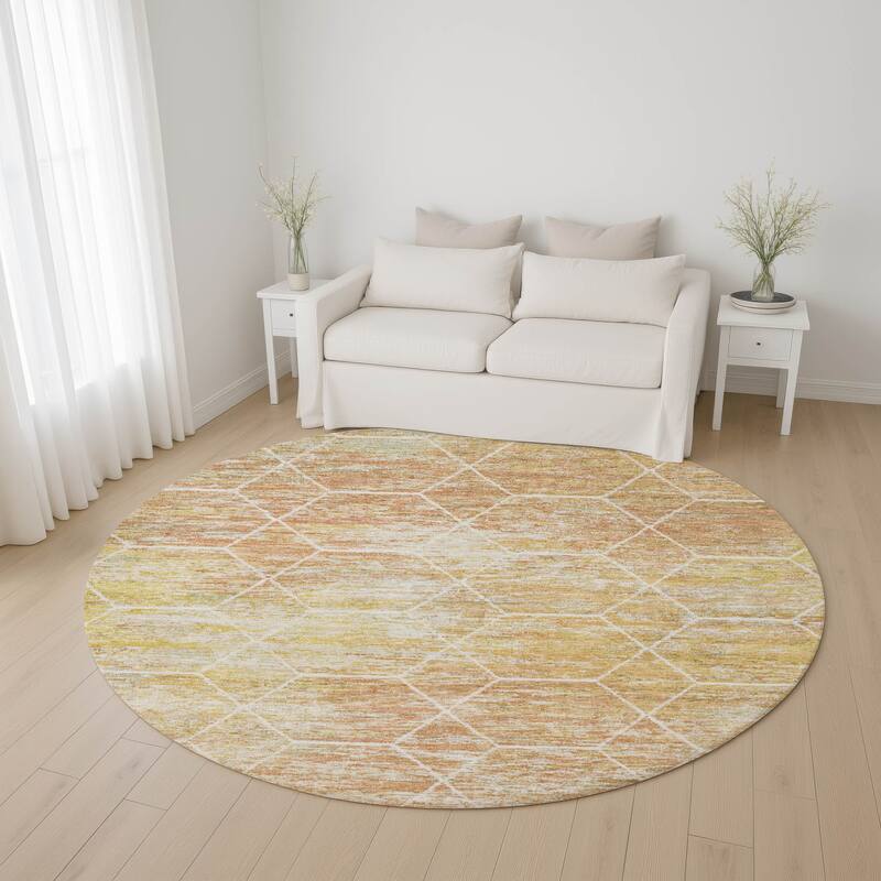 Premium Washable Super Soft Geo Abstract Mayfield Rug - Salmon - 8' x 8'