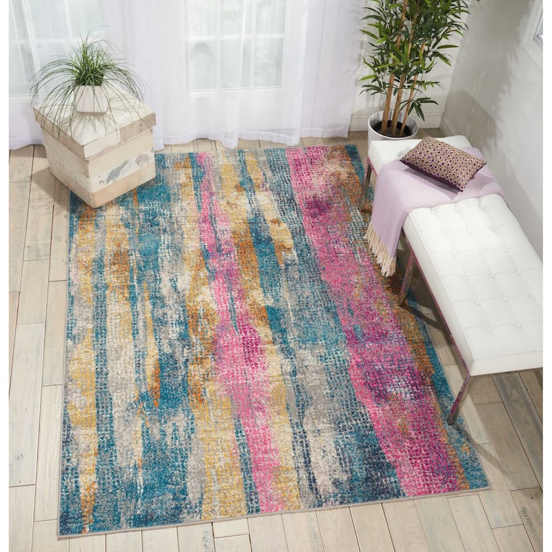 Nourison Passion Boho Brushstroke Grey/Multicolor Area Rug