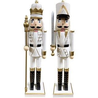 24 Inch White and Gold King and Guard Nutcracker, Set of 2 - Bed Bath ...