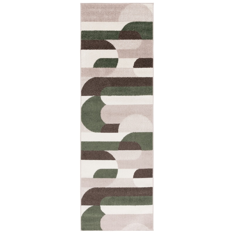 SAFAVIEH Adirondack Jarmila Mid-Centry Modern Retro Rug - 2'1" x 8' Runner - Beige/Green