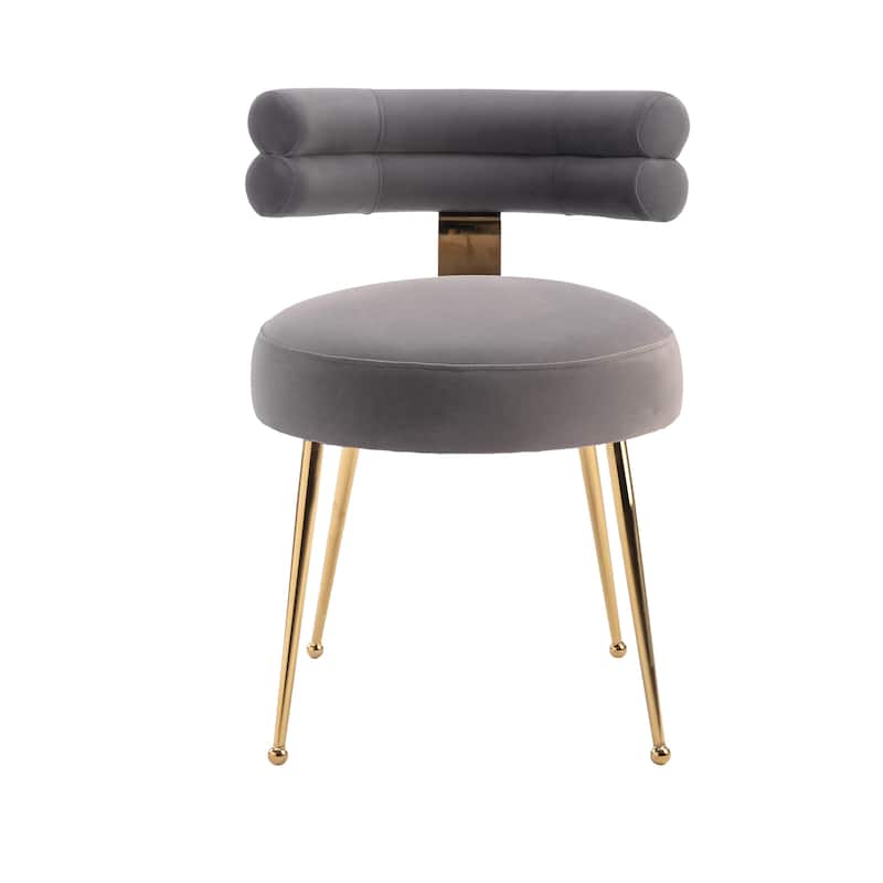 Velvet Upholstered Tubulous Side Dining Chair with Golden Legs(set of 2)
