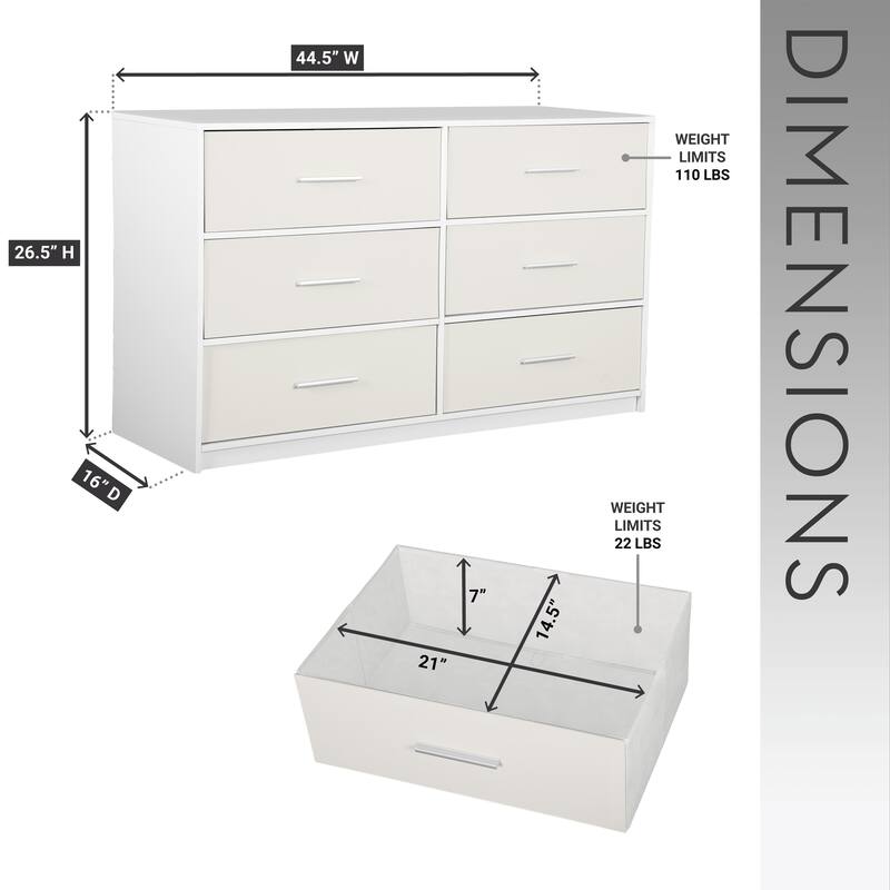 Modern Minimalist 6-Drawer Dresser with Large Fabric Drawers