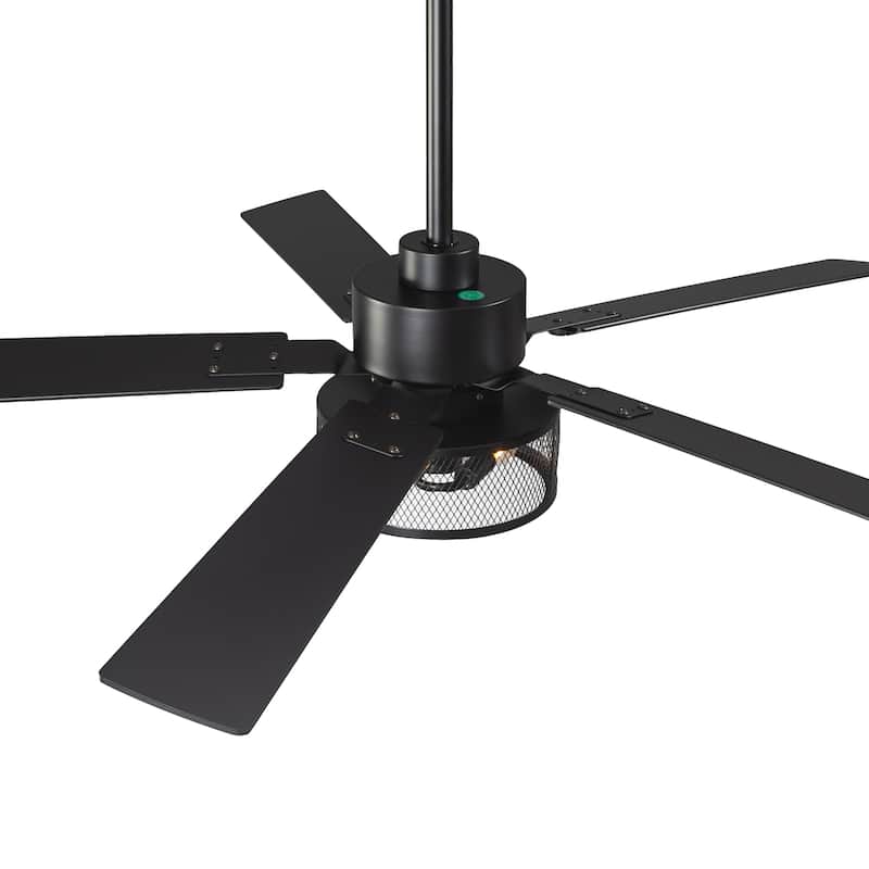 Vaczon 60" Black Reversible Wood 5-Blade Smart Ceiling Fan with Light and APP Control