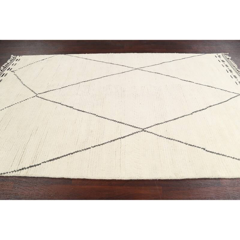 Vegetable Dye Moroccan Berber Oriental Area Rug Handmade Wool Carpet - 5'9" x 9'3"