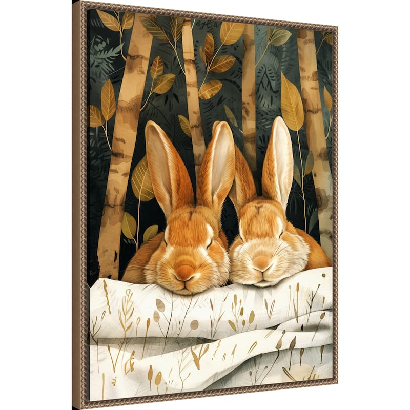 Sleepy Bunny Forest by Justyna Jaszke Framed Canvas Wall Art