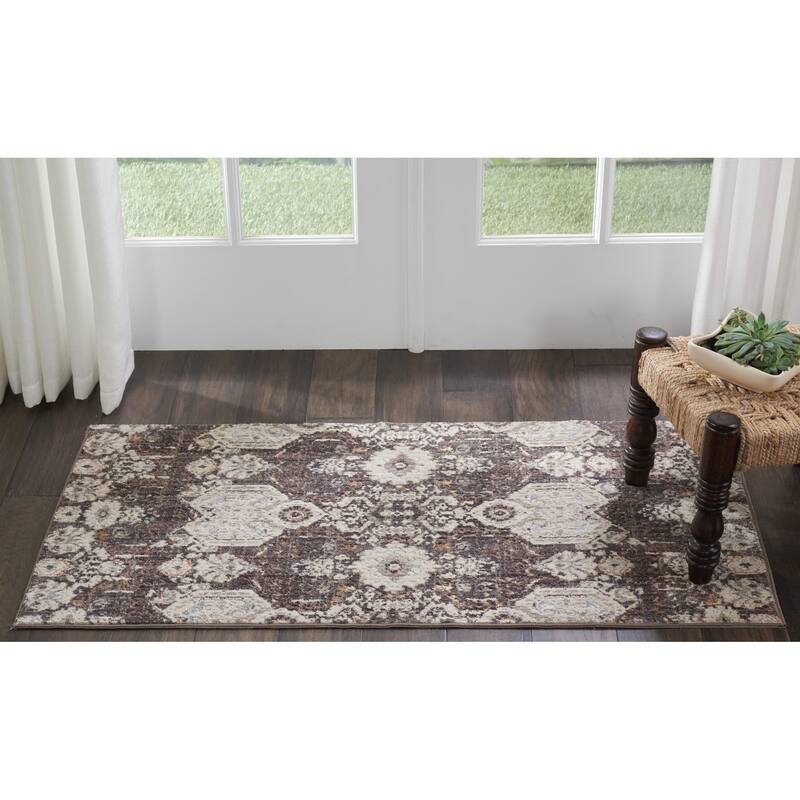 Silver Screen Floral Modern Area Rug