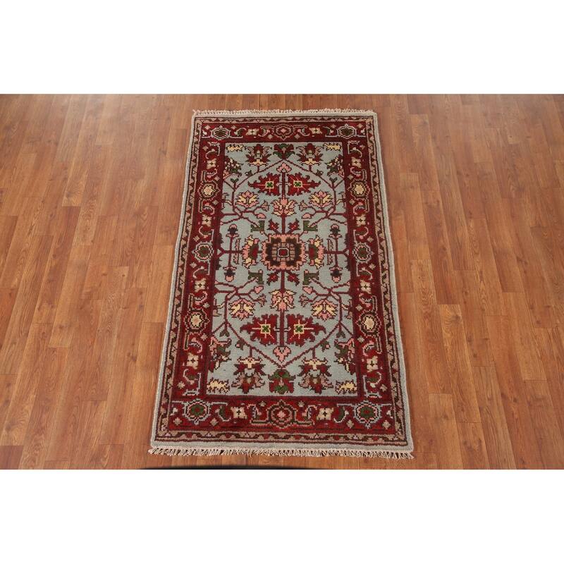 Light Blue Oushak Accent Rug Hand-Knotted Transitional Wool Carpet - 2'10"x 5'0"