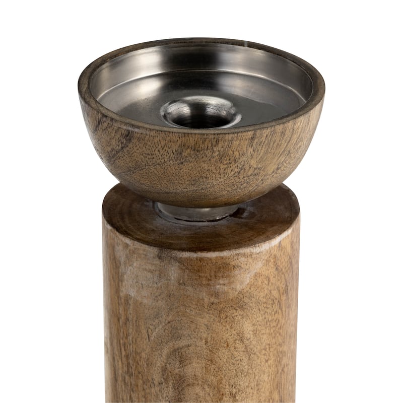 Wood Taper Candle Holder Acrylic Detail - Brown