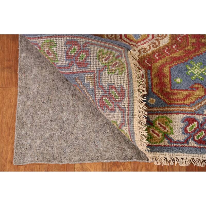 Blue Geometric Heriz Serapi Style Runner Rug Hand-Knotted Wool Carpet - 2'5" x 9'9"